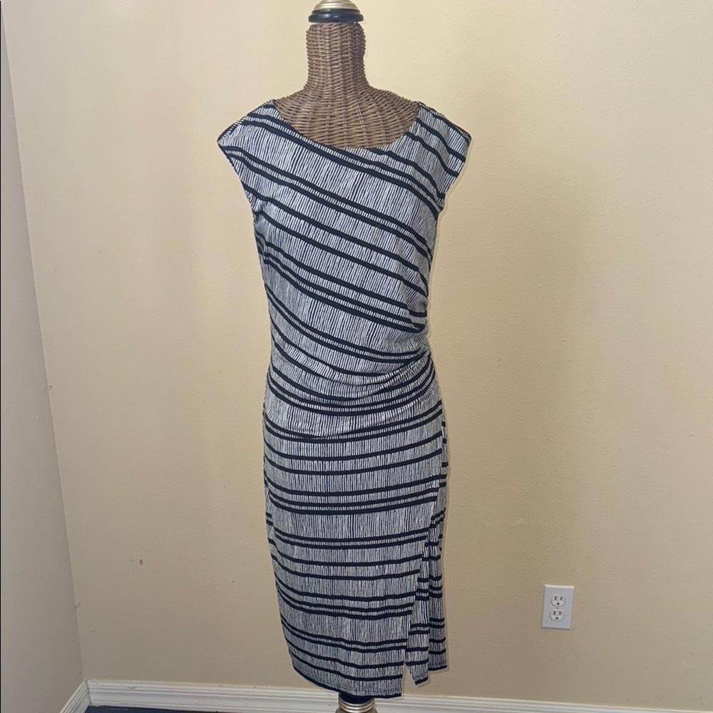 Loft Black and White Striped Dress SP Small Petite S - Picture 3 of 14